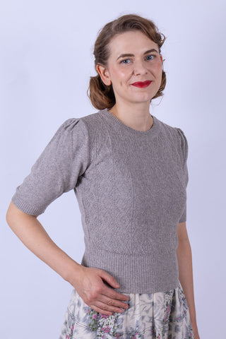 1940s / 1950s style short-sleeved pullover - Grey Melange - Evelyn