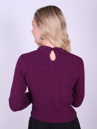 Feminine 1940s vintage style pullover with collar - Purple - Gertrud - memery