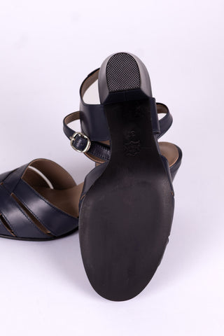 1940s - everyday sandal - Navy - Flora