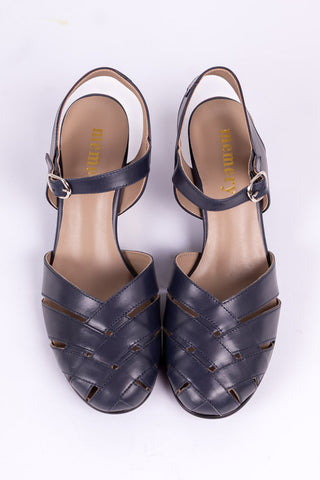 1940s - everyday sandal - Navy - Flora