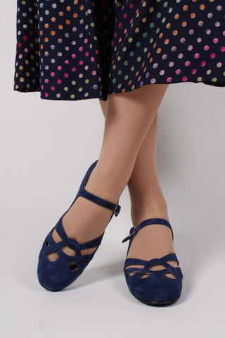 Late 1930s / early 1940s suede shoes - Navy blue - Ida - memery