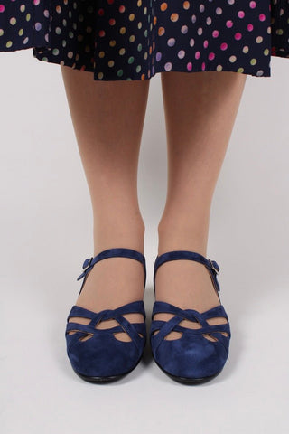 Late 1930s / early 1940s suede shoes - Navy blue - Ida - memery
