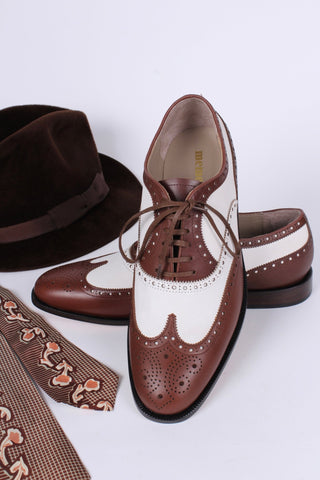 1930s style Men's spectator shoe - Dark Brown / Off-White - Charles memery 1930s style Men's spectator shoe - Dark Brown / Off-White - Charles memery