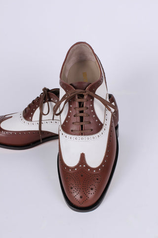 1930s style Men's spectator shoe - Dark Brown / Off-White - Charles memery 1930s style Men's spectator shoe - Dark Brown / Off-White - Charles memery
