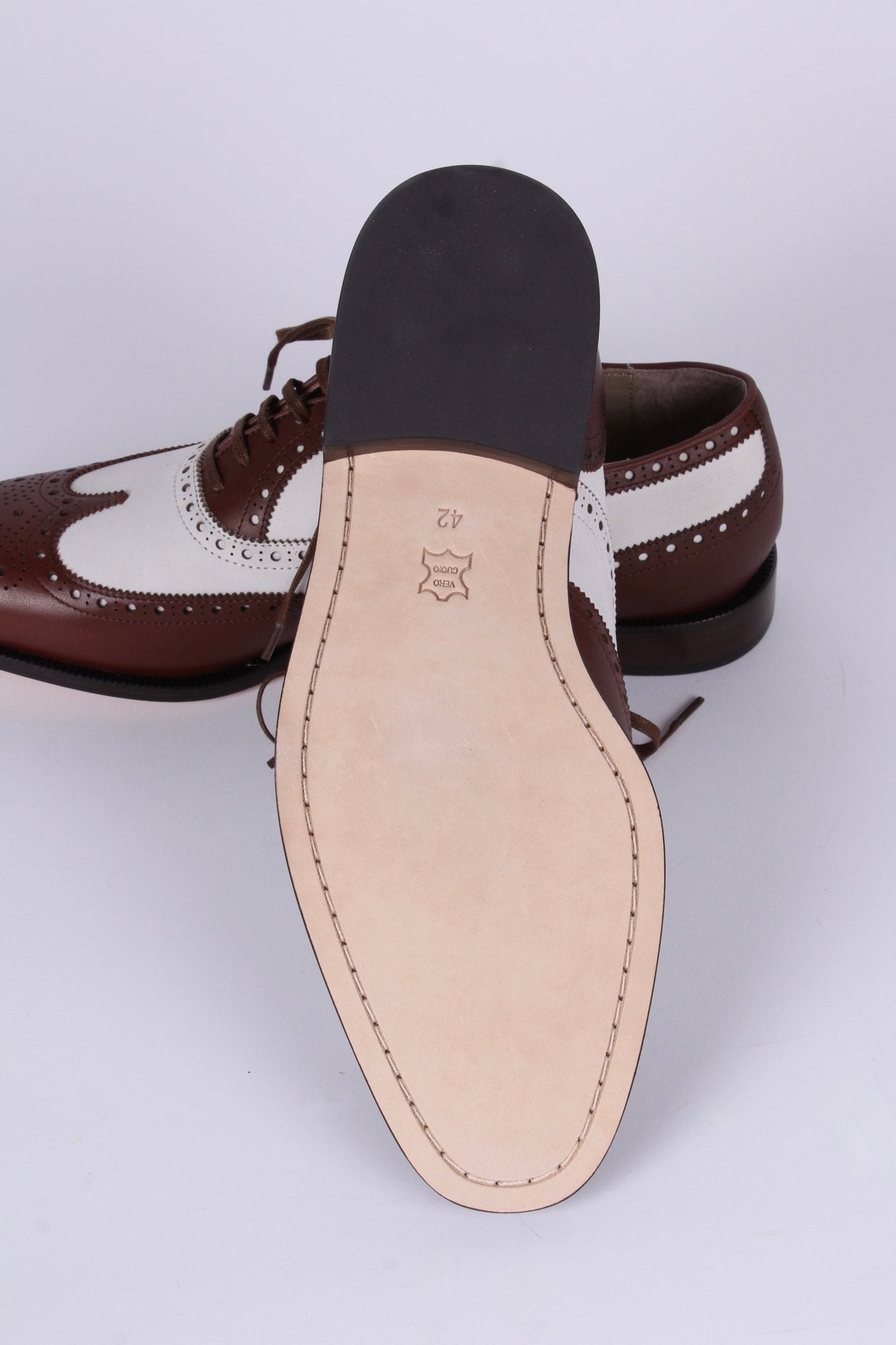 mens brown and white dress shoes Amali Levi Cognac 13