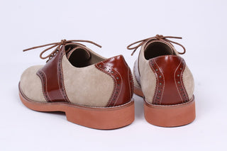 Men's 1950s style oxford saddle shoe - Cognac/Sand - Elliot - memery