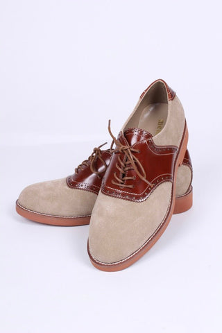 Men's 1950s style oxford saddle shoe - Cognac/Sand - Elliot - memery