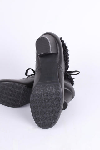 Soft 1940s /1950s booties with wool shearling - black - Karin - memery