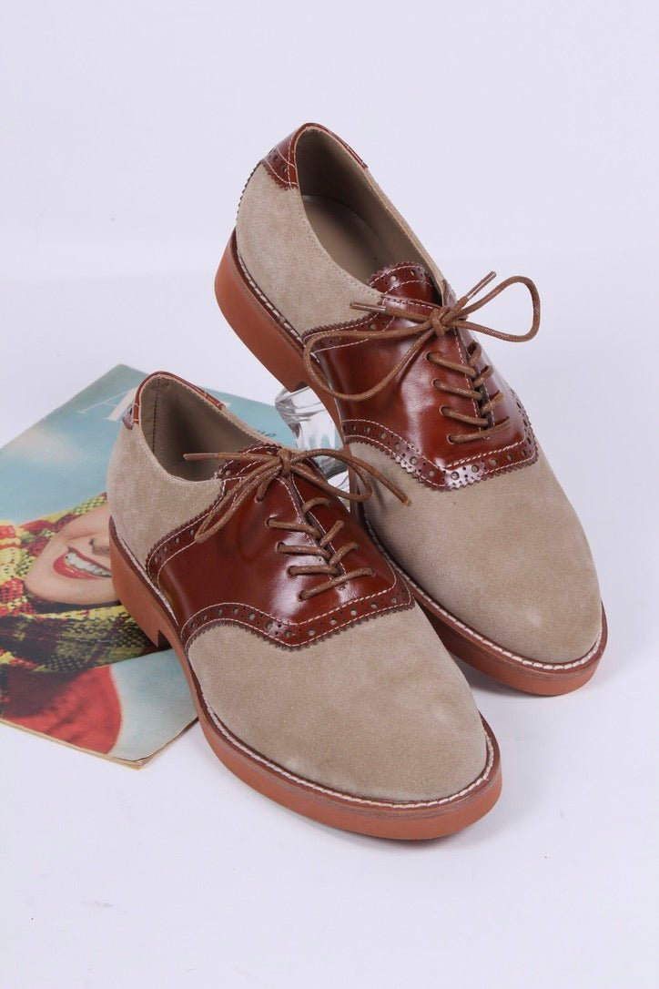 1950s Women's style oxford saddle shoe - Cognac/Sand