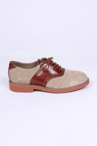 Women's 1950s style oxford saddle shoe - Cognac/Sand - Elliot - memery