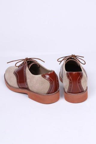 Women's 1950s style oxford saddle shoe - Cognac/Sand - Elliot - memery