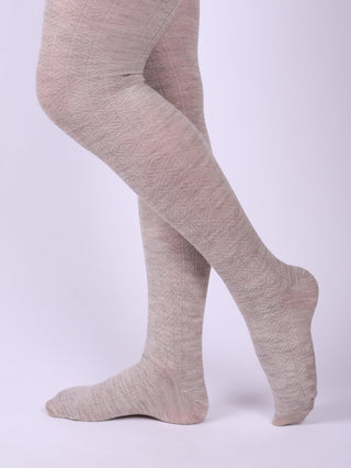 Wool tights - Cream / grey melange - Anita - memery
