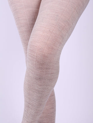 Wool tights - Cream / grey melange - Anita - memery