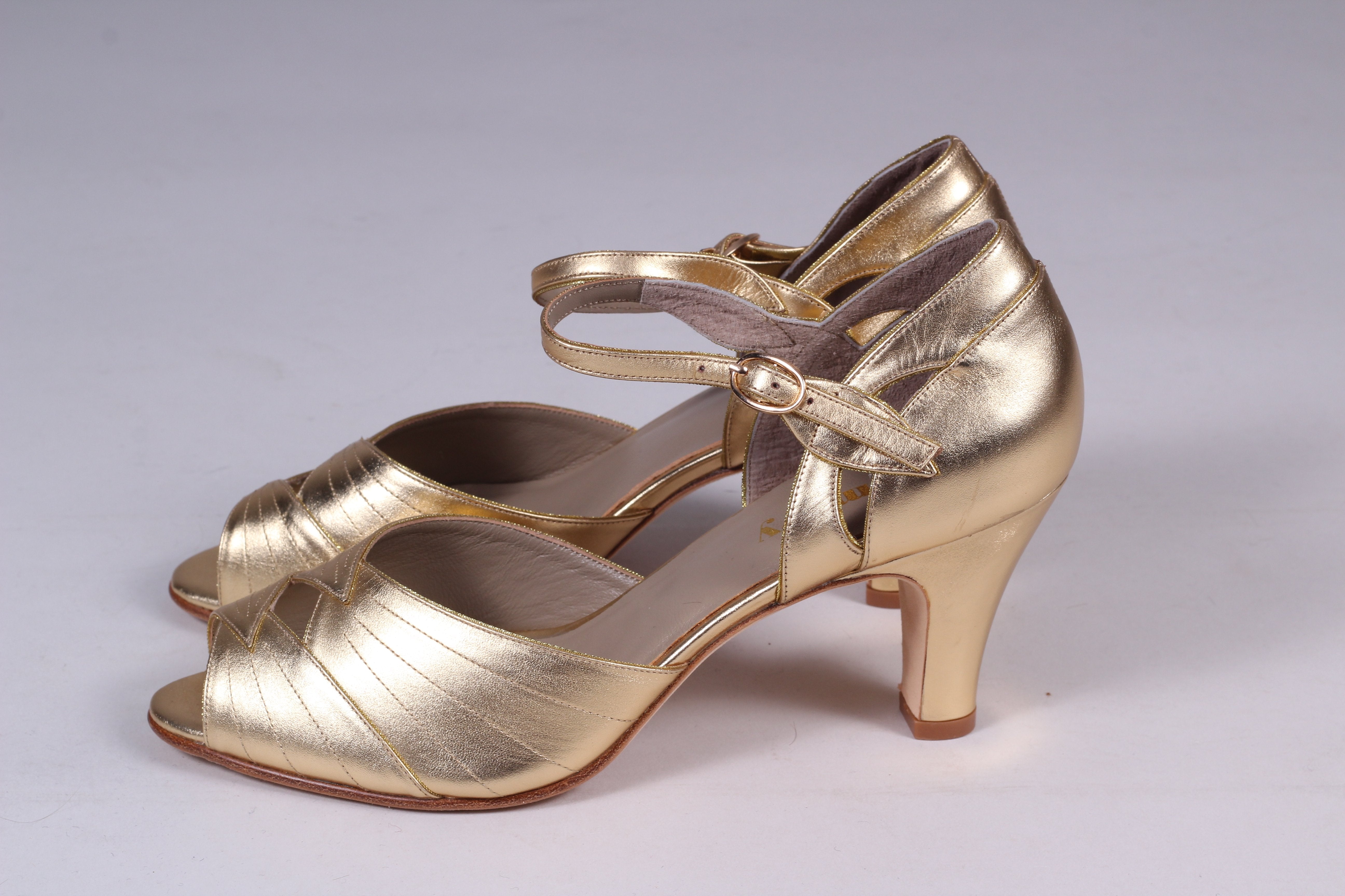 30s inspired high heel evening shoes - gold - Susan