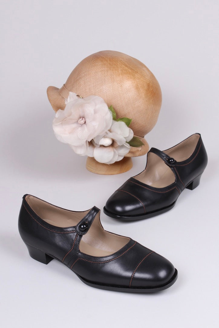 1920s everyday shoe Black Ruby – memery - Main Image