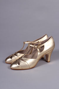 20s / 30s Art Deco inspired evening sandals - Gold - Helen