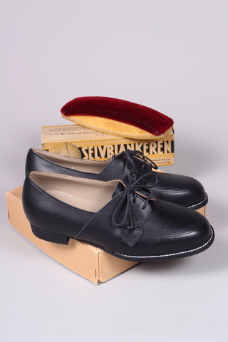 40s Derby shoe with tassels - Black - Billie - memery