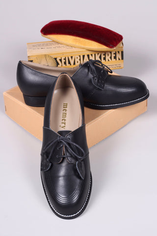 40s Derby shoe with tassels - Black - Billie - memery
