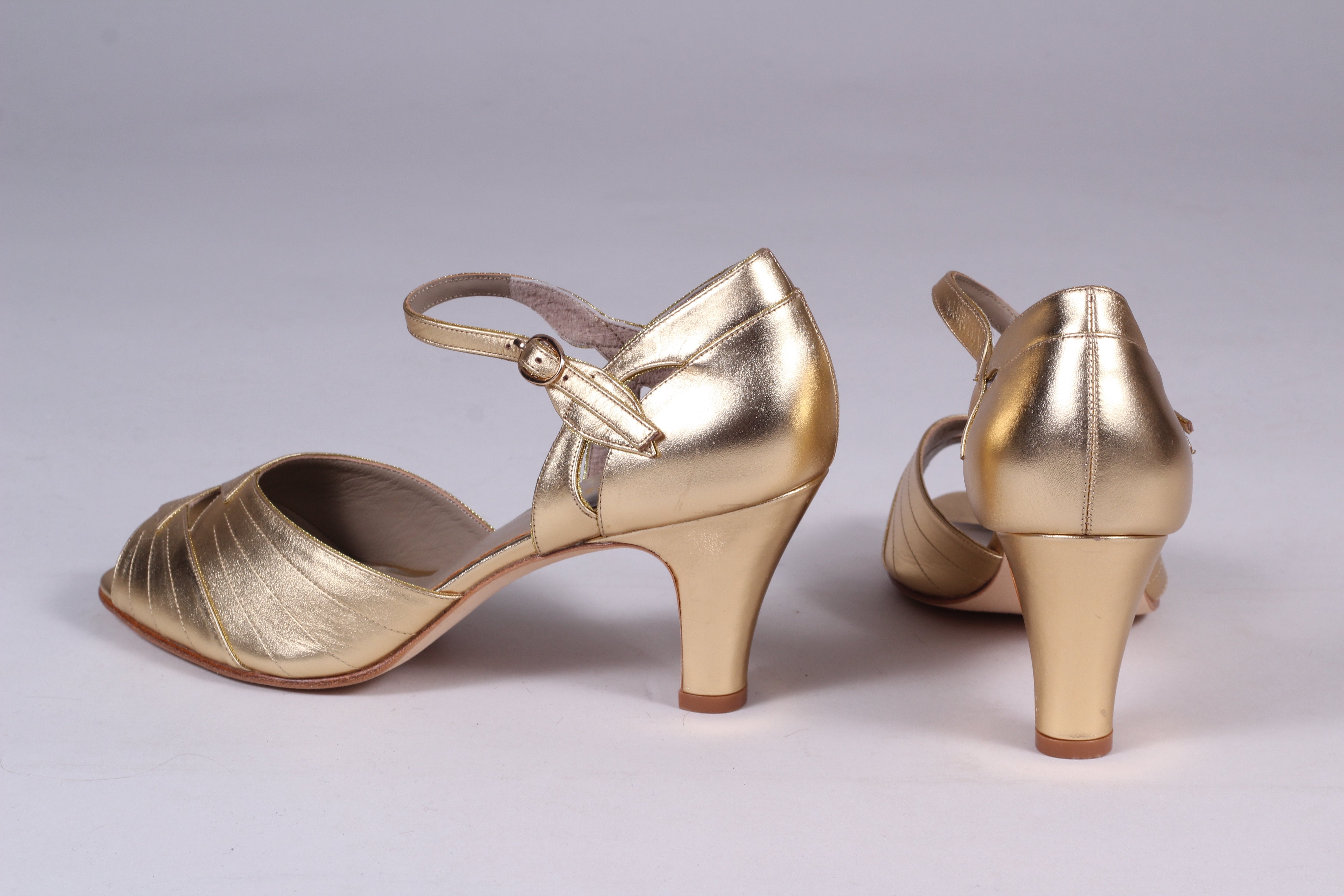 30s inspired high heel evening shoes - gold - Susan