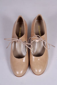 Late 1920's style pumps with shoe lace - Cream - Charlotte