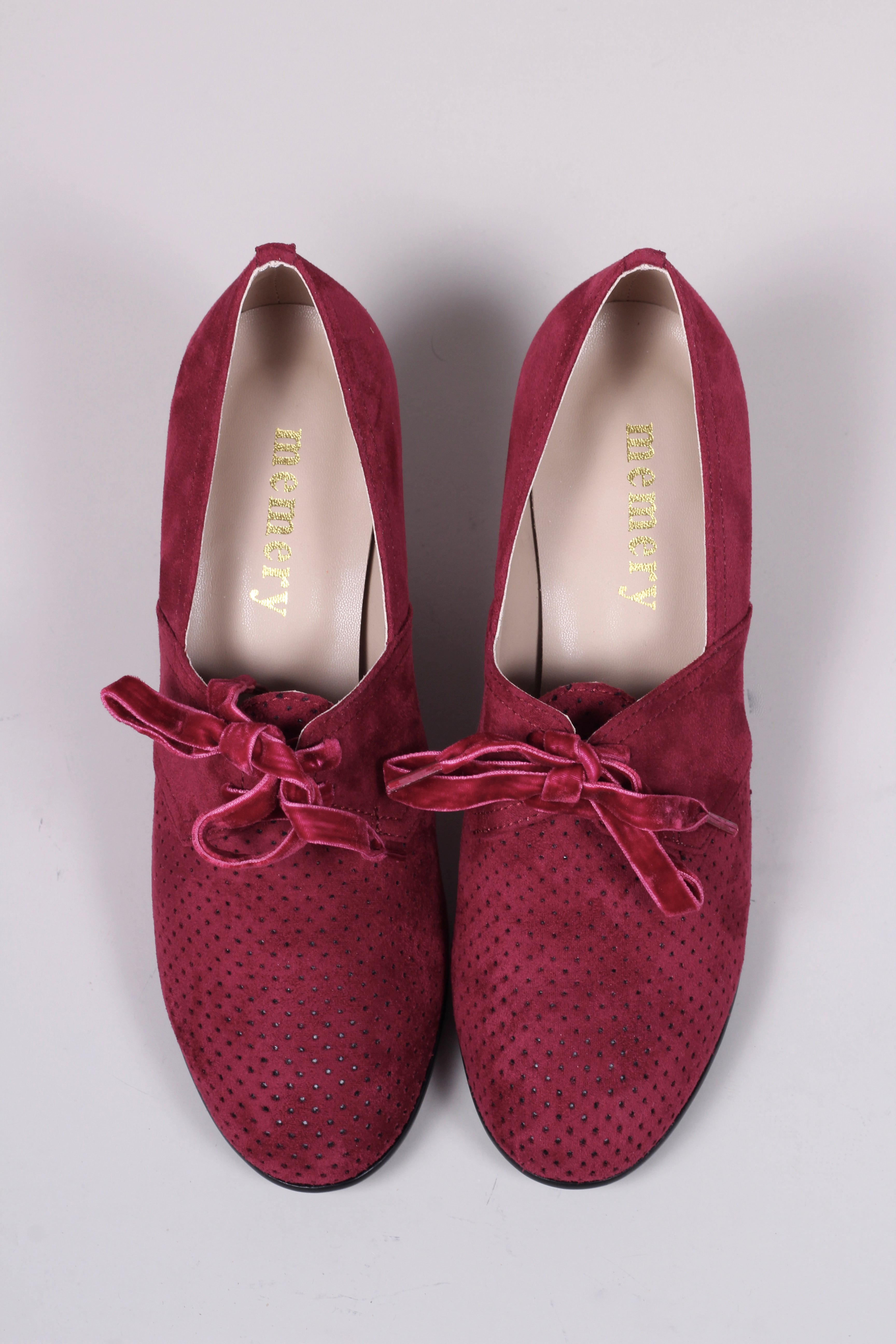 VEGAN shoes - 40s vintage style pumps  with shoe lace - Burgundy Red - Esther