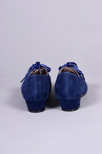 40s Oxford shoes in suede - Low heel - Navy Blue - Esther