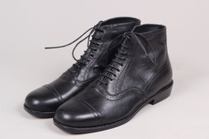 Men's late 20s / 30s style everyday leather ankle boot - Black - Tom