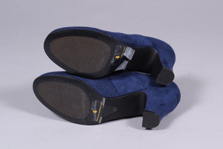 VEGAN shoes - 40s vintage style pumps with shoe lace - Navy Blue - Esther