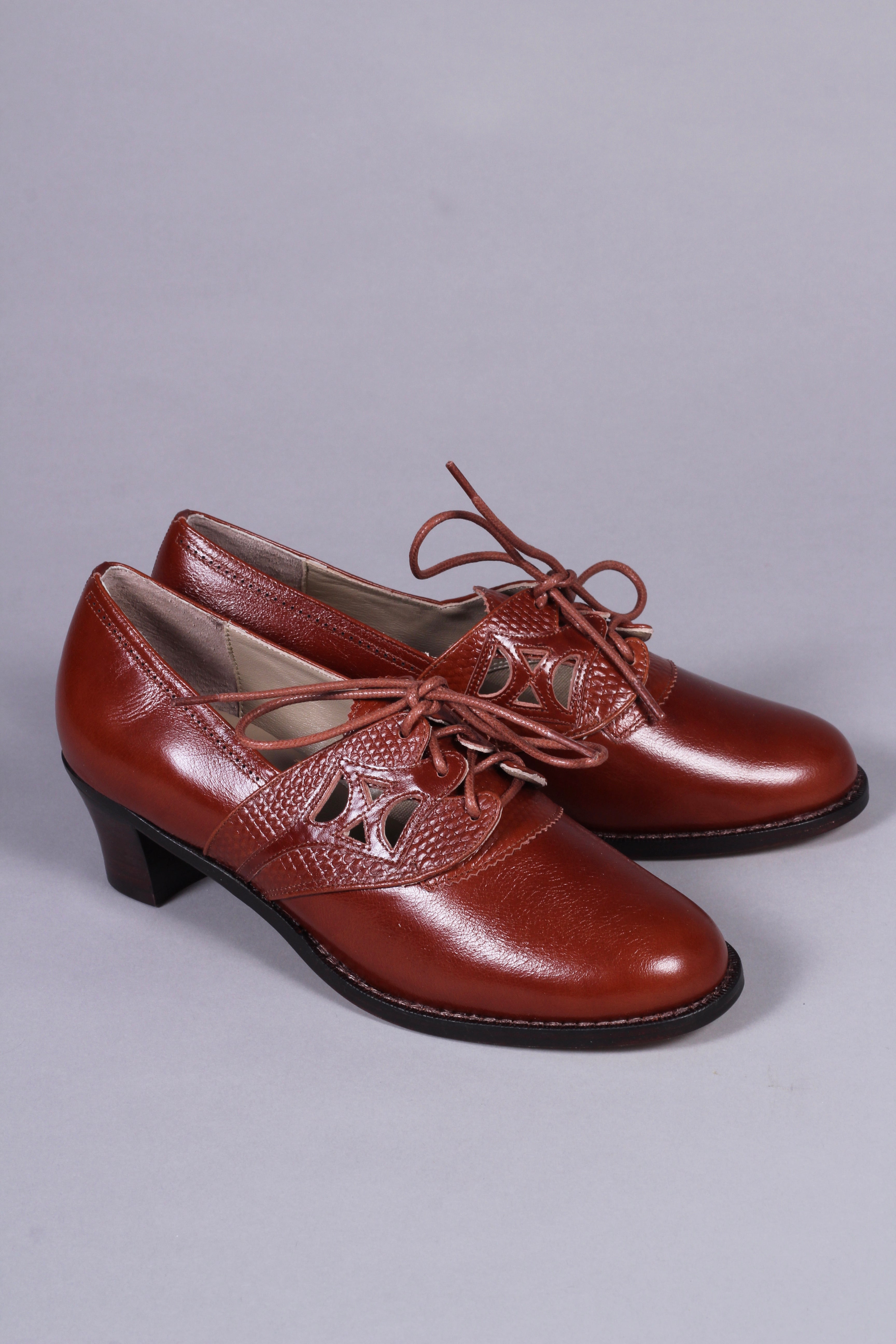 Everyday walking Oxford shoes 30s / 40s - Cognac brown - Emily