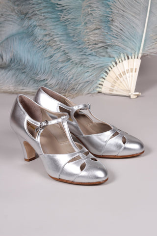 Early 1930s Art Deco evening sandals - Silver - Helen - memery
