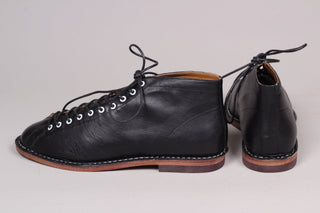 Men's 20s / 30s style athletic/sports leather shoe - Black - Peter - memery