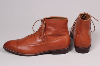 Men's Edwardian 10s / 20s style ankle leather boot - Cognac brown - William - memery