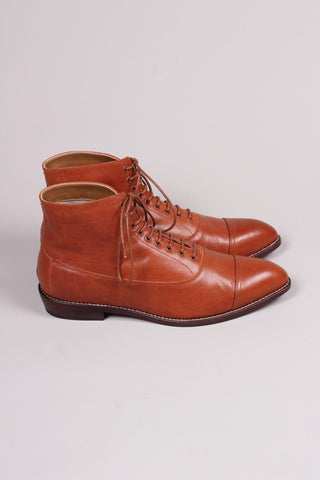 Men's Edwardian 10s / 20s style ankle leather boot - Cognac brown - William - memery