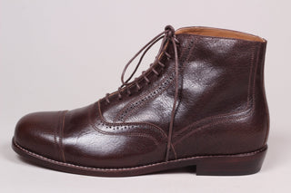 Men's late 20s / 30s style everyday leather ankle boot - Dark brown - Tom - memery