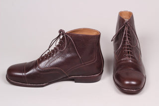 Men's late 20s / 30s style everyday leather ankle boot - Dark brown - Tom - memery