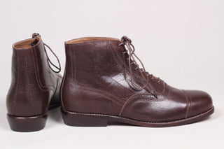 Men's late 20s / 30s style everyday leather ankle boot - Dark brown - Tom - memery