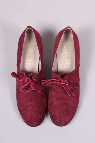 VEGAN shoes - 40s vintage style pumps with shoe lace - Burgundy Red - Esther - memery